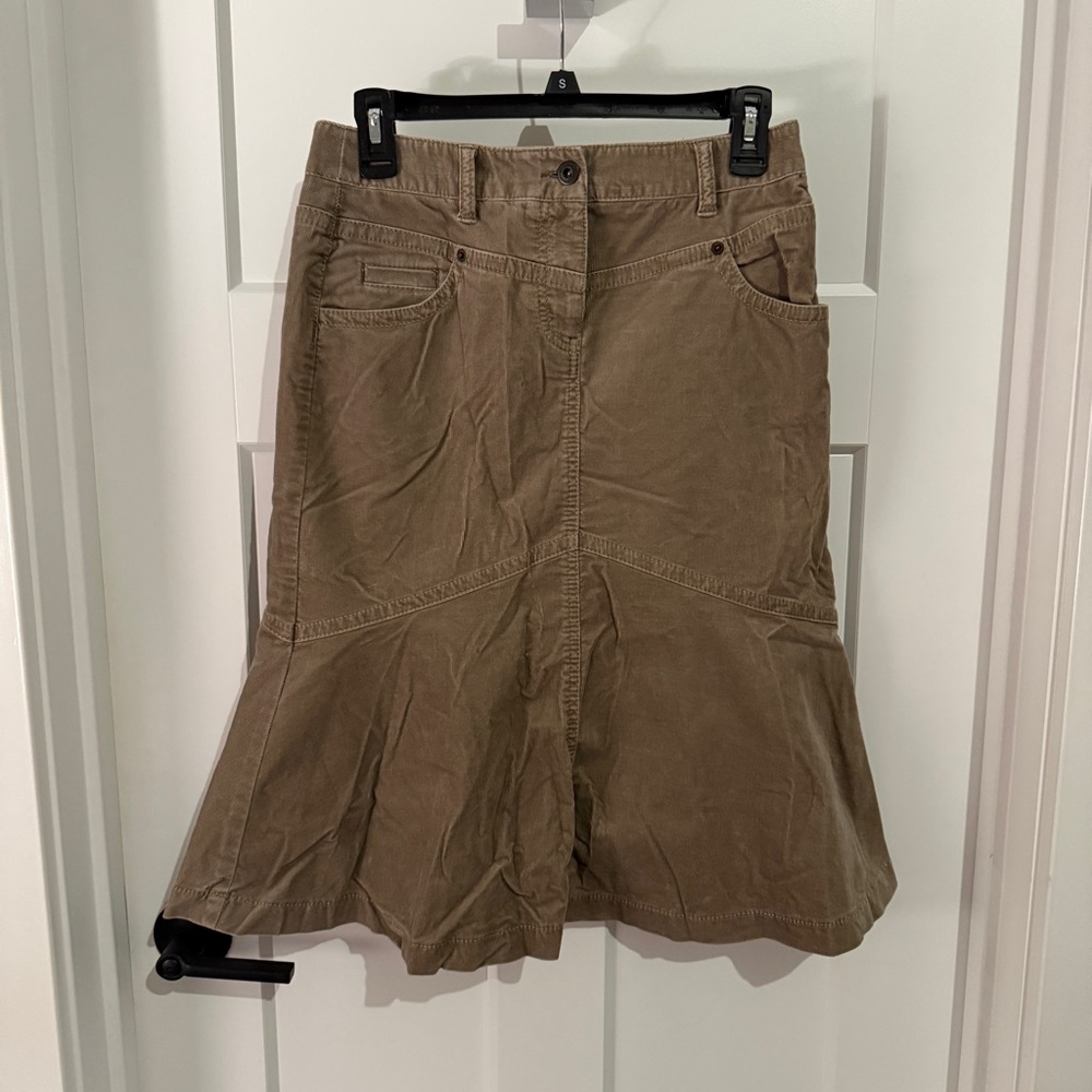 LOFT Corduroy A-line Brown Midi Skirt